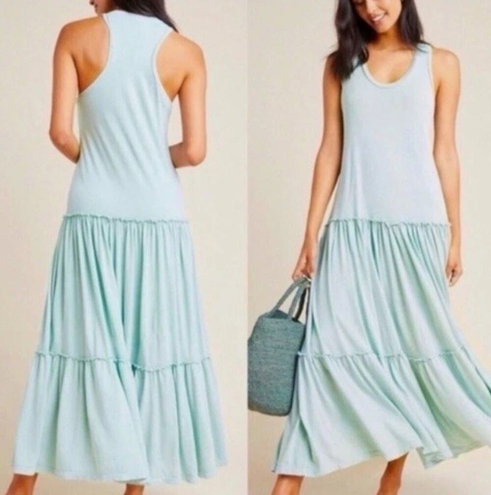 NWT Anthropologie Sundry Tiered Maxi Dress Sz1 S Sleeveless Racerback Drop Waist